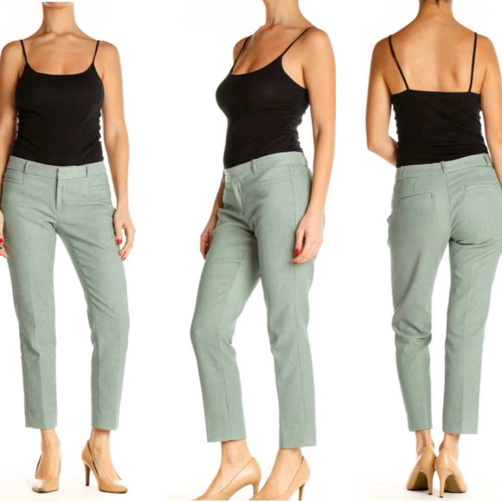BANANA Republic green printed textured Sloan pants Sz 6P